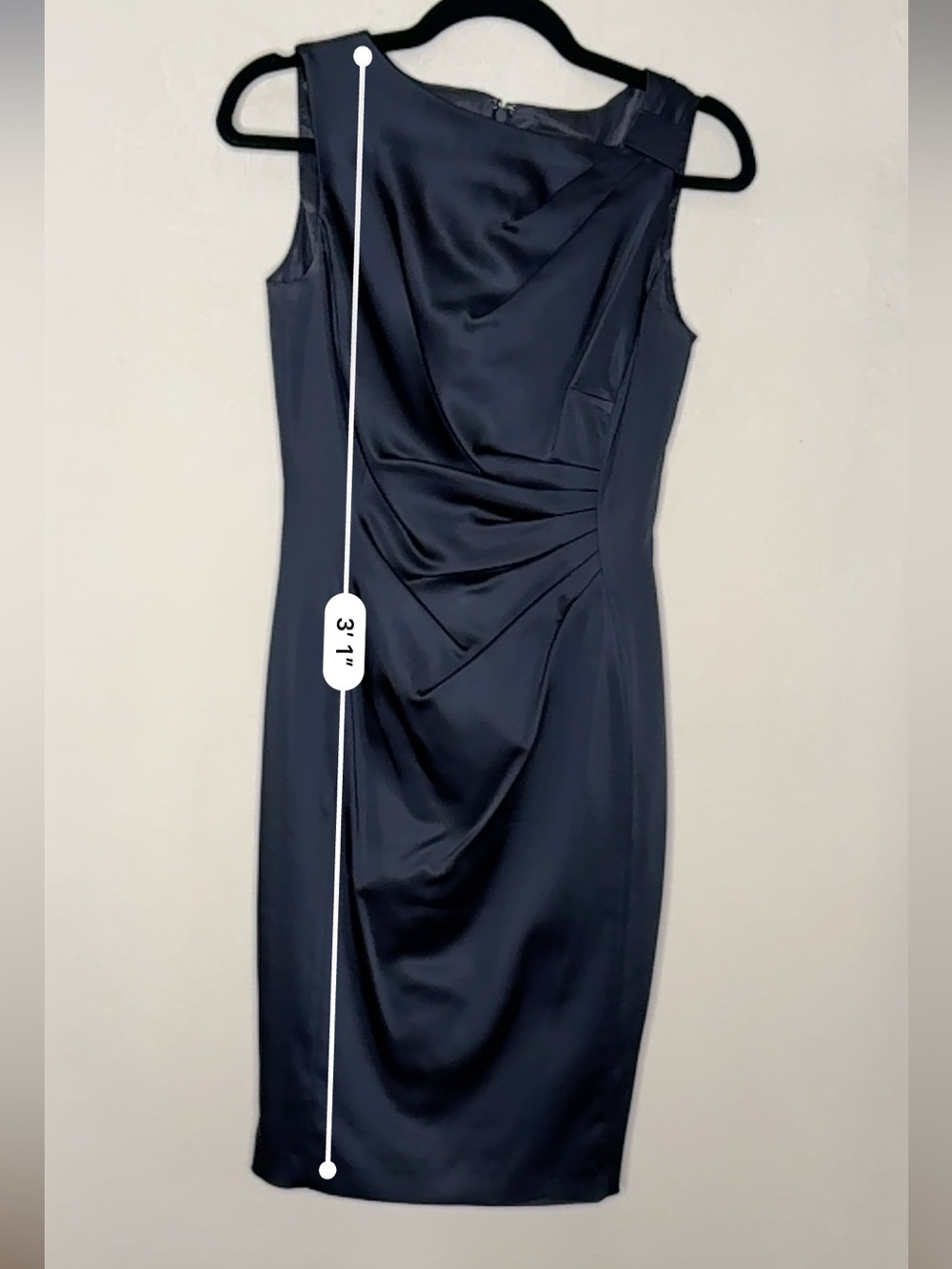 Tahari Navy Ruched Sheath Dress